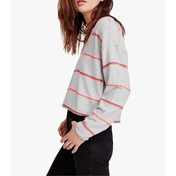 Free People S Make You Mine Stripe Sweater Gray - Picture 4 of 9